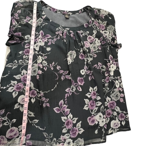 NUE Options Women's 2X Floral Sheer Blouse w/ Gray Embroidered Back - Picture 12 of 12